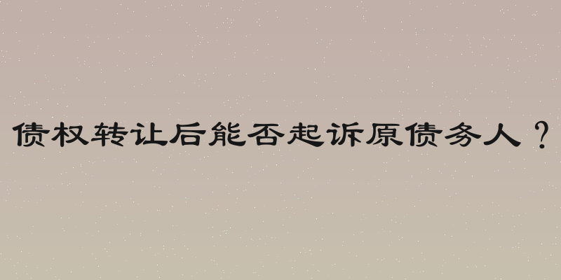 债权转让后能否起诉原债务人？