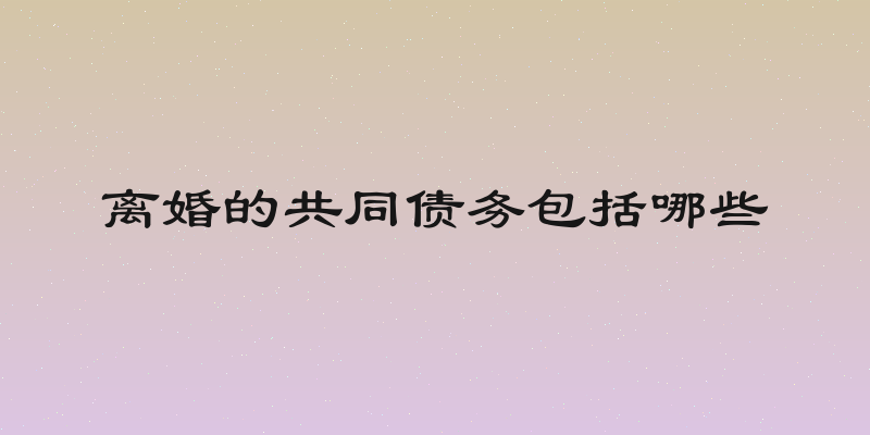 离婚的共同债务包括哪些