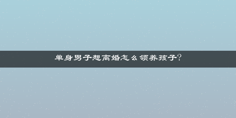 单身男子想离婚怎么领养孩子?