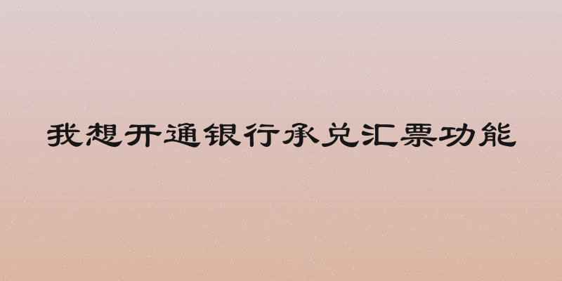 我想开通银行承兑汇票功能