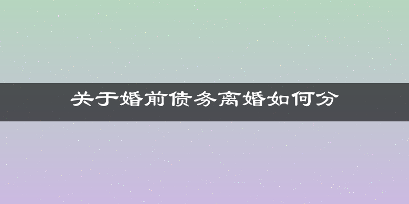 关于婚前债务离婚如何分