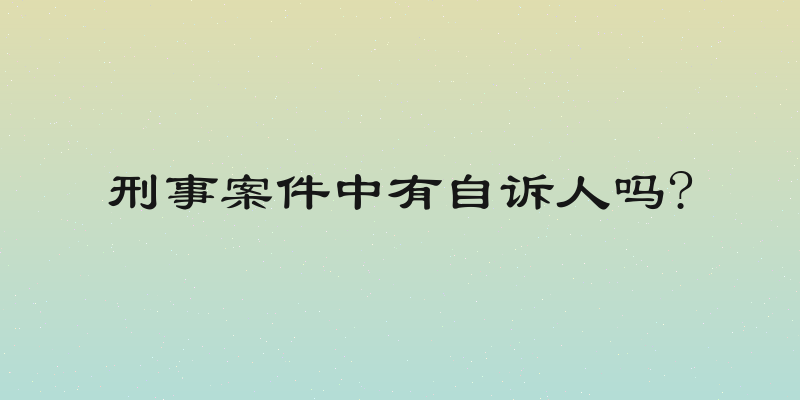 刑事案件中有自诉人吗?