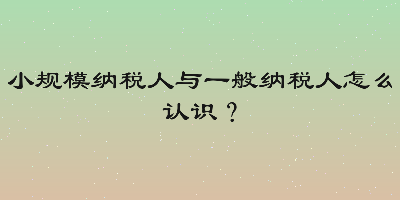 小规模纳税人与一般纳税人怎么认识？