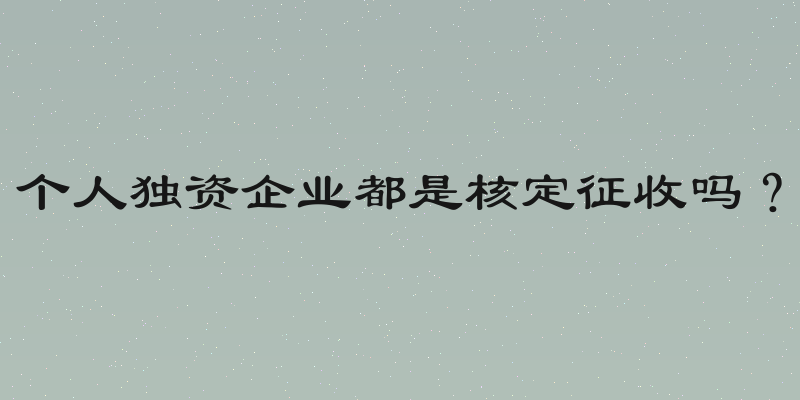个人独资企业都是核定征收吗？