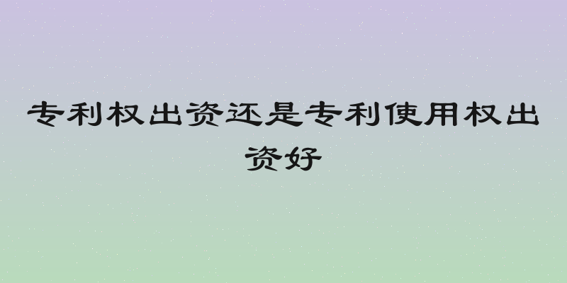 专利权出资还是专利使用权出资好