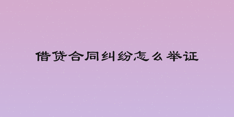 借贷合同纠纷怎么举证