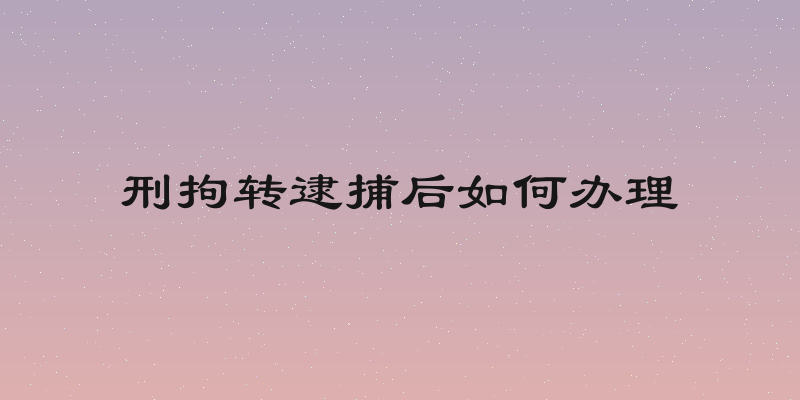 刑拘转逮捕后如何办理