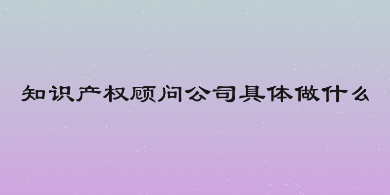 知识产权顾问公司具体做什么