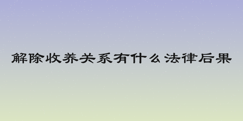 解除收养关系有什么法律后果
