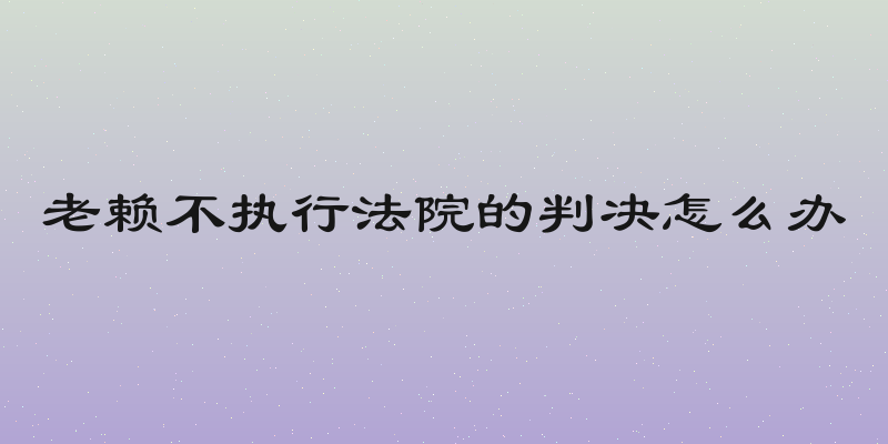 老赖不执行法院的判决怎么办