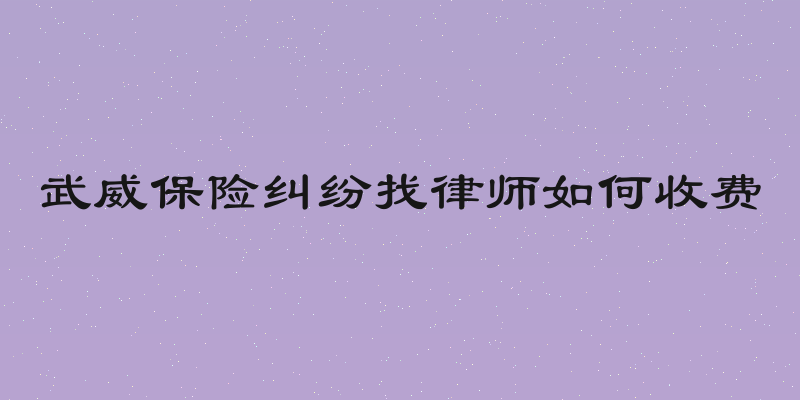 武威保险纠纷找律师如何收费