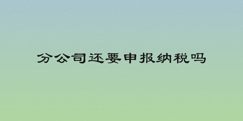 分公司还要申报纳税吗