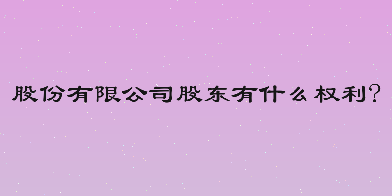 股份有限公司股东有什么权利?