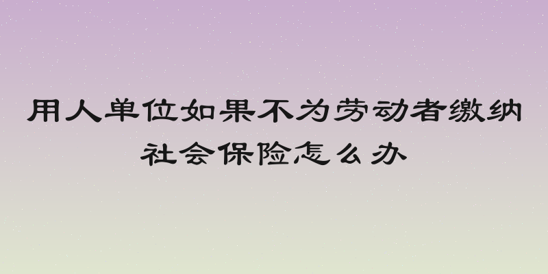 用人单位如果不为劳动者缴纳社会保险怎么办