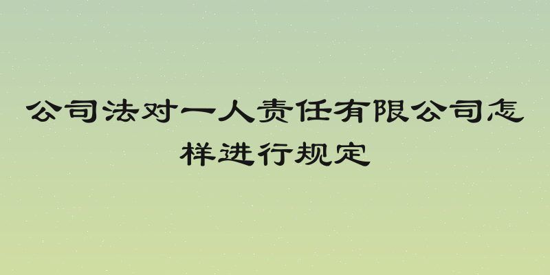 公司法对一人责任有限公司怎样进行规定