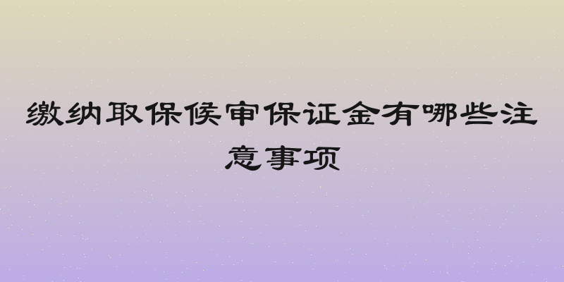 缴纳取保候审保证金有哪些注意事项