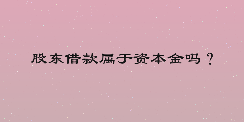 股东借款属于资本金吗？