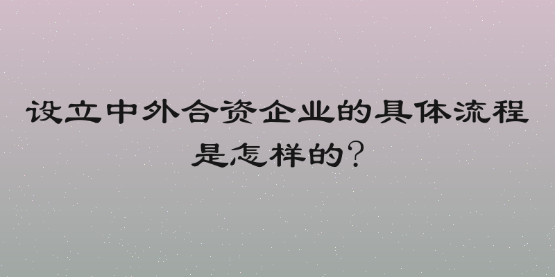 设立中外合资企业的具体流程是怎样的?