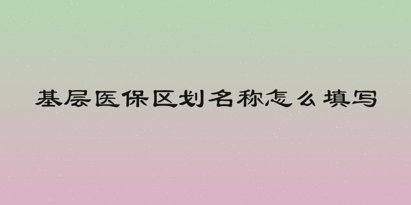 基层医保区划名称怎么填写