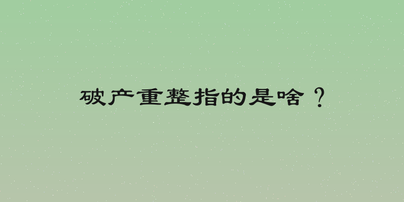 破产重整指的是啥？