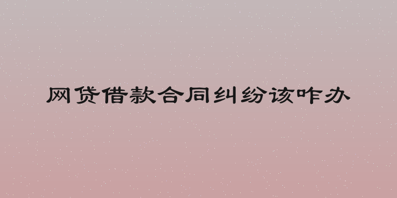 网贷借款合同纠纷该咋办