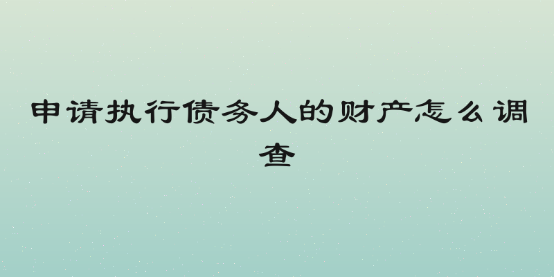 申请执行债务人的财产怎么调查