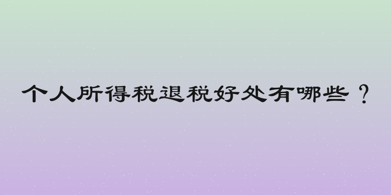 个人所得税退税好处有哪些？