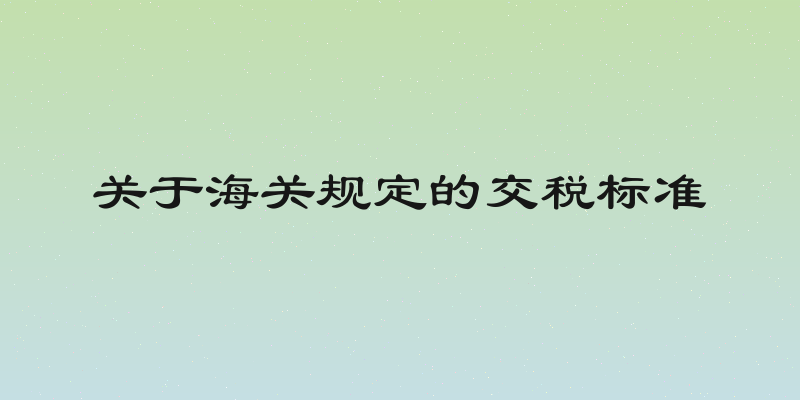 关于海关规定的交税标准