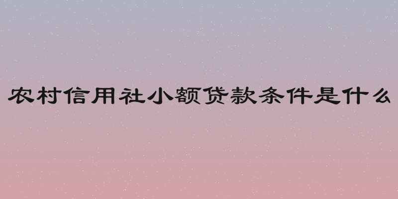 农村信用社小额贷款条件是什么