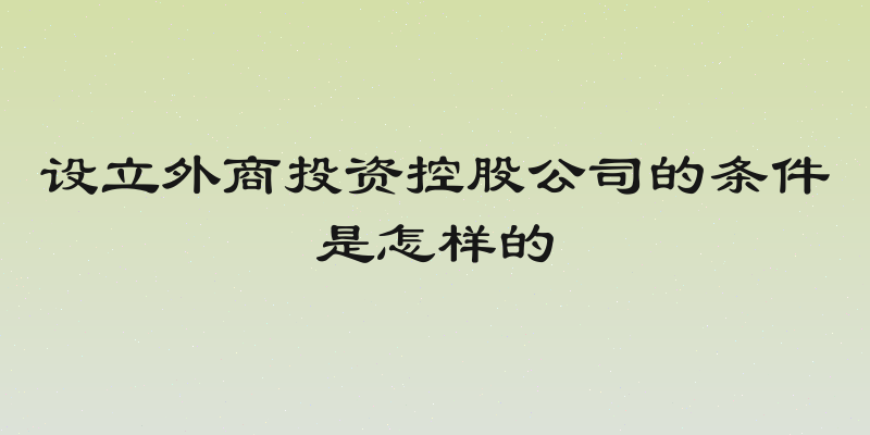 设立外商投资控股公司的条件是怎样的