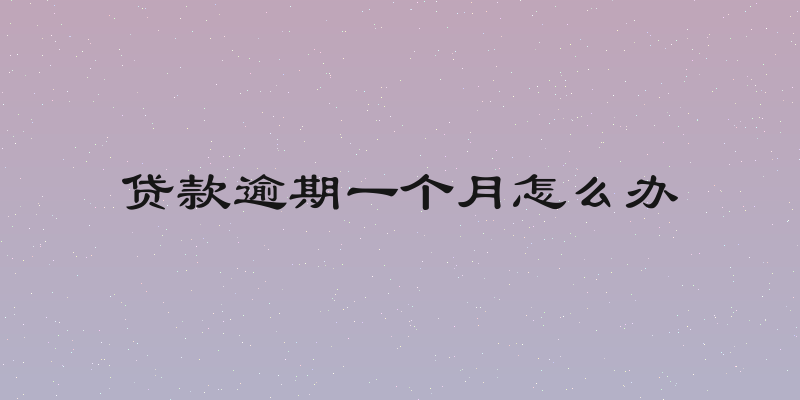 贷款逾期一个月怎么办
