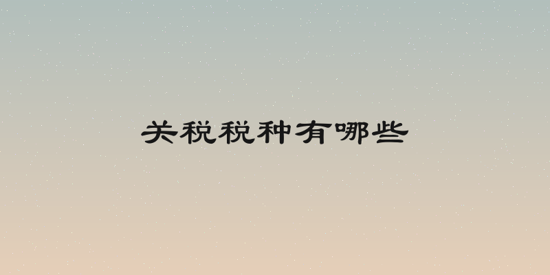 关税税种有哪些