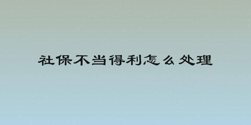 社保不当得利怎么处理