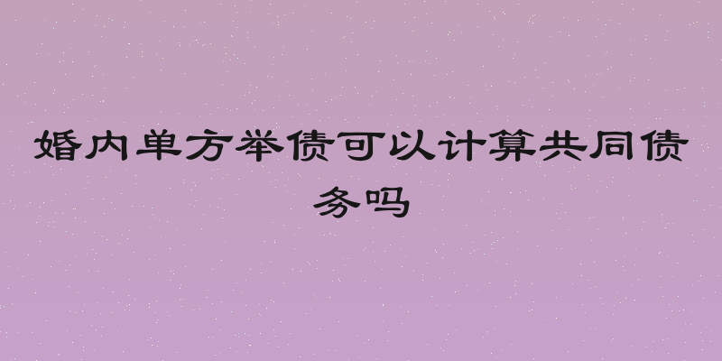 婚内单方举债可以计算共同债务吗