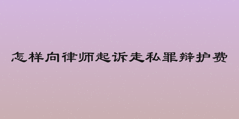 怎样向律师起诉走私罪辩护费