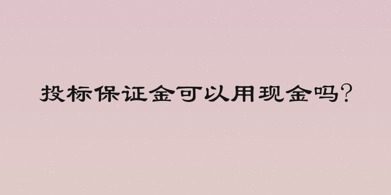 投标保证金可以用现金吗?