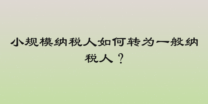 小规模纳税人如何转为一般纳税人？