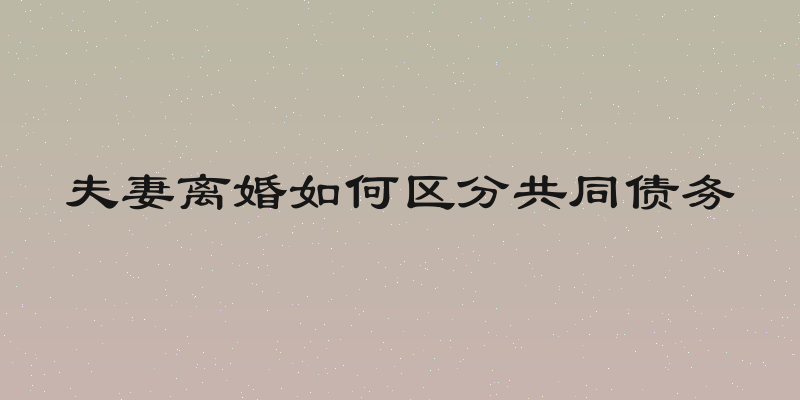 夫妻离婚如何区分共同债务