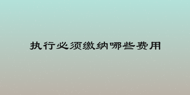 执行必须缴纳哪些费用