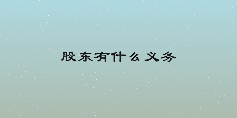 股东有什么义务