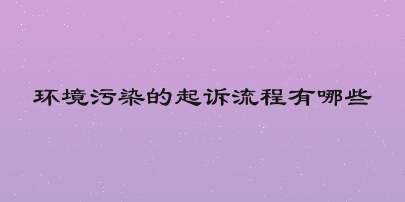 环境污染的起诉流程有哪些