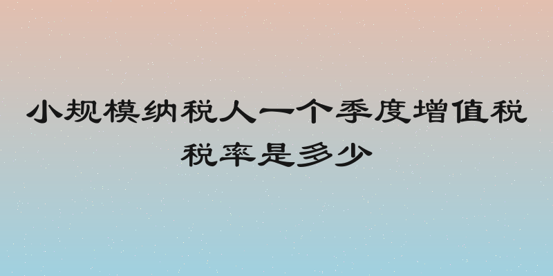 小规模纳税人一个季度增值税税率是多少