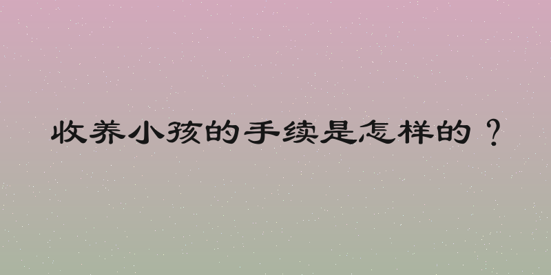 收养小孩的手续是怎样的？