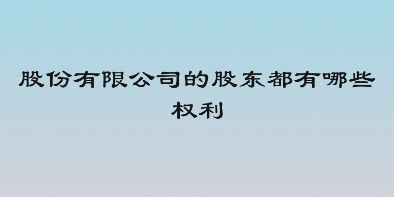 股份有限公司的股东都有哪些权利