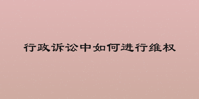 行政诉讼中如何进行维权
