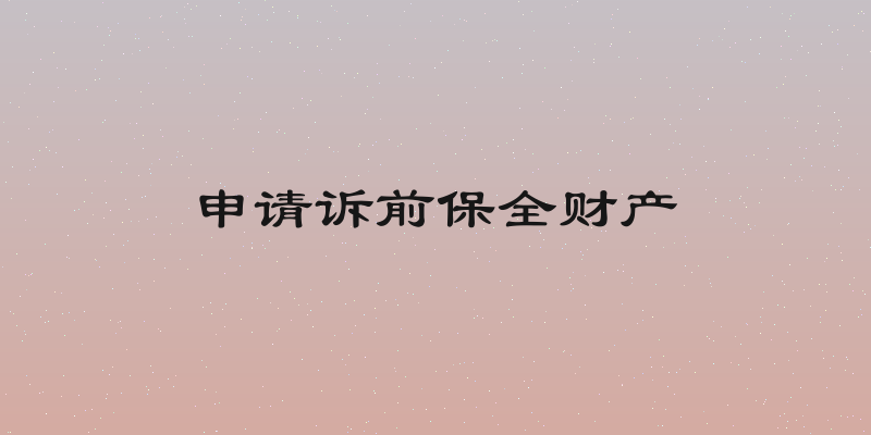 申请诉前保全财产