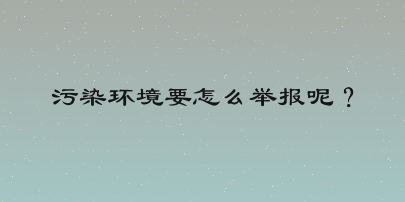污染环境要怎么举报呢？