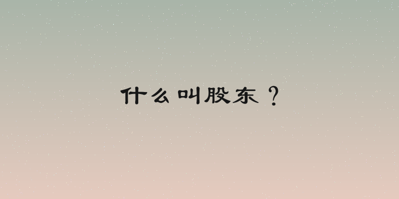 什么叫股东？