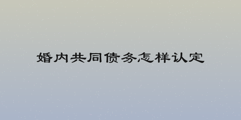 婚内共同债务怎样认定
