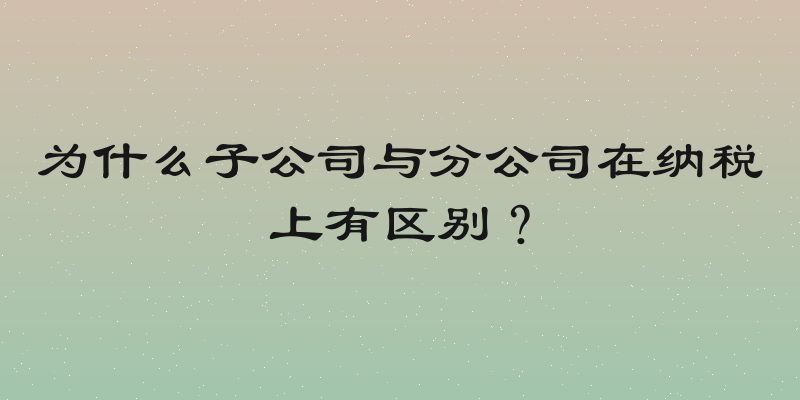 为什么子公司与分公司在纳税上有区别？